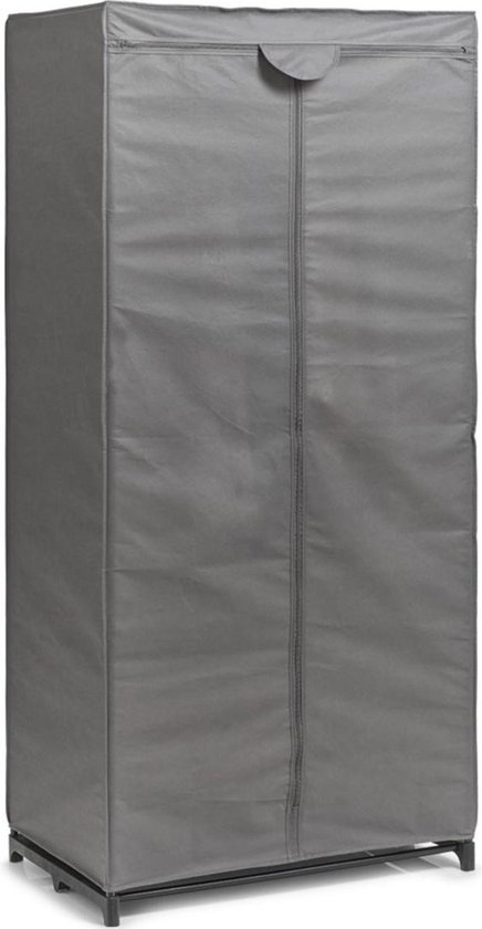 Mobiele opvouwbare kledingkast met grijze hoes 160 cm - Kleding opbergers/opbergen - Kledingkasten - Camping/zolder kasten - Stoffen kasten opvouwbaar van MOB