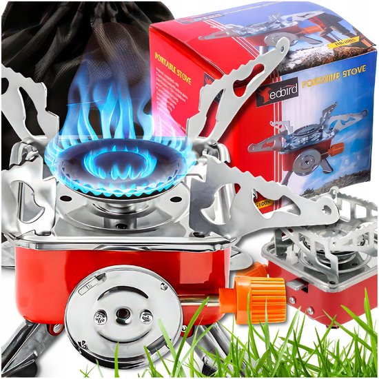 Mocna Serie - Campingkooktoestel - 2800W - Piezo-elektrische Ontsteking - Rode en Zilveren Kleur van Merkloos