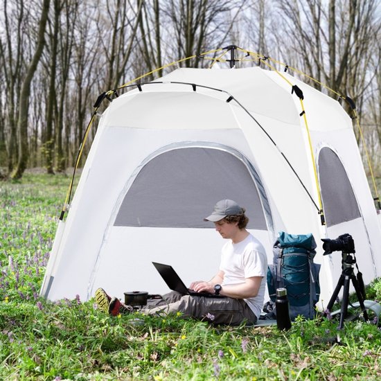 MODFU - Koepeltent - Pop-Up Mechanisme - 4 Personen - Polyester - Lichtgrijs van Merkloos
