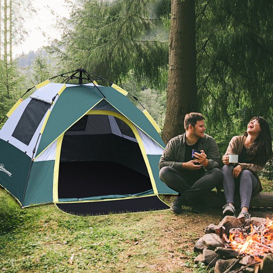 MODFU - Koepeltent - Pop-Up Ontwerp - Voor 3 Personen - Polyester - Groen - 205 x 195 x 135 Cm van Merkloos