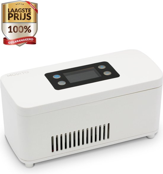 MODITO insuline koelkast - medicijn koelbox - 8 uur batterij - LCD scherm - wit van Merkloos