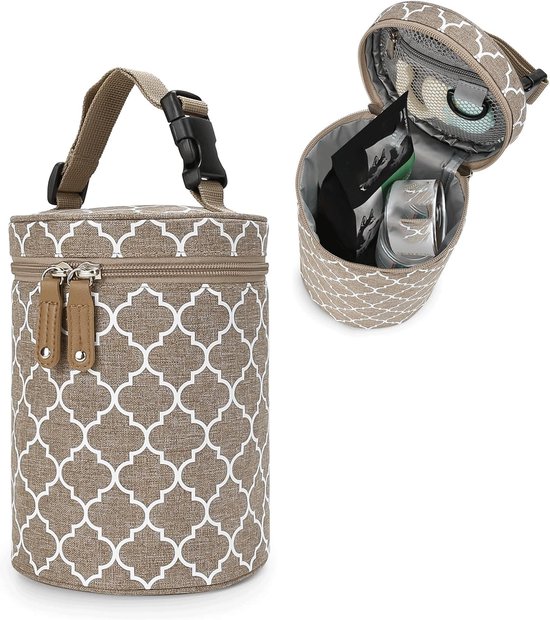 Moedermelkkoeltas - 14*19cm - Geïsoleerde babyflessenkoeltas - Geïsoleerde babyflessenkoeltas - Perfect voor kamperen, reizen en dagelijks gebruik - Khaki van Merkloos