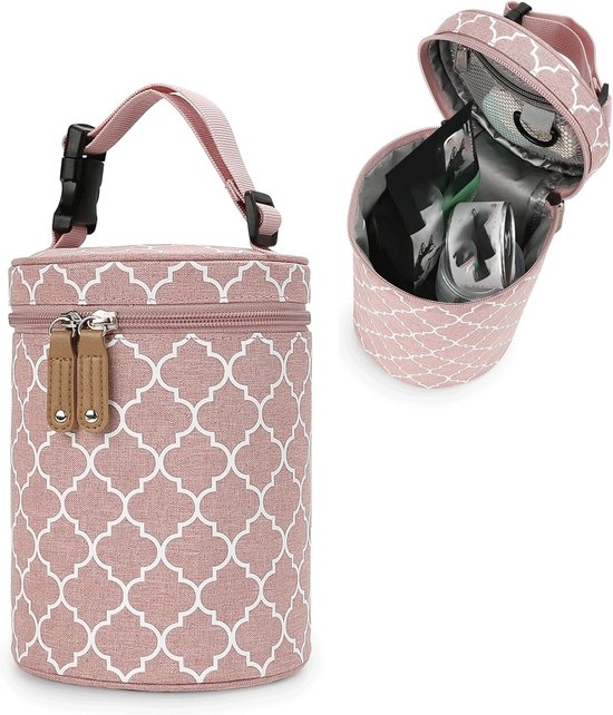 Moedermelkkoeltas - 14*19cm - Geïsoleerde babyflessenkoeltas - Geïsoleerde babyflessenkoeltas - Perfect voor kamperen, reizen en dagelijks gebruik - Roze van Merkloos
