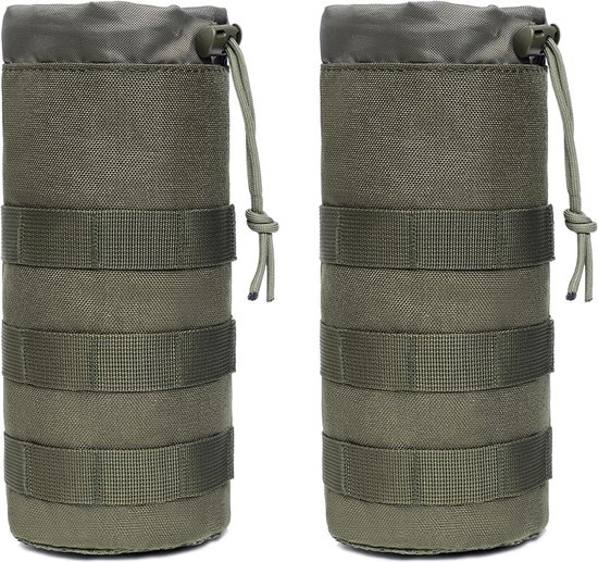 Molle-tactische flessenhouder - waterfleshouder voor militaire drinkfles - wandelen fietsen - groen 2 stuks bottle bag van Merkloos