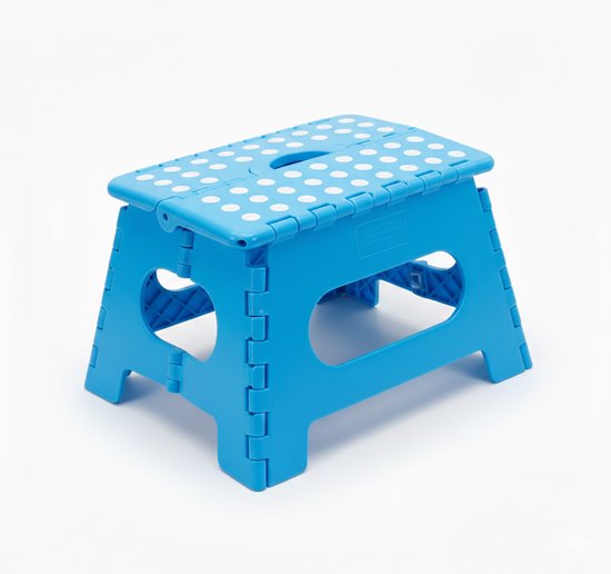 MONTKIARA Opvouwbaar opstapje met rubberen noppen - Draagbaar opvouwbaar krukje met een draagvermogen tot 150 kg - Opvouwbaar opstapkrukje voor thuis en op kantoor (31x22x22cm blauw - 01 stuk)