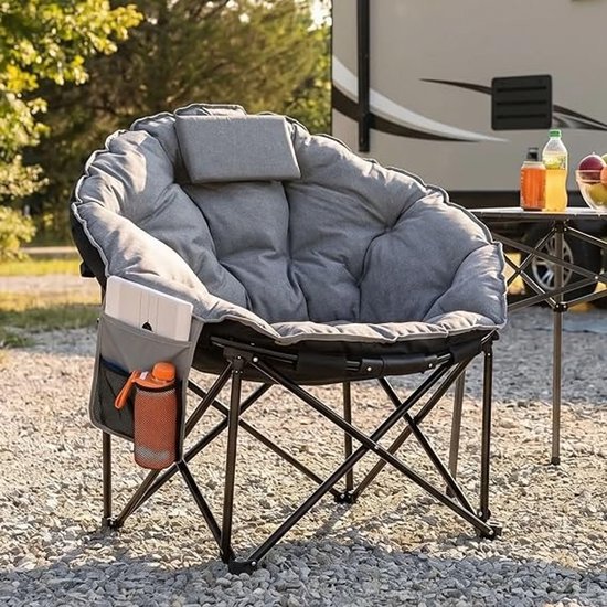 Moonchair Campingstoel XXL - Opvouwbare Lounge Tuinstoel - Extra Ruim en Comfortabel - 150 kg Draagvermogen - Inklapbare Stoel voor Tuin, Balkon, Camping en Binnen