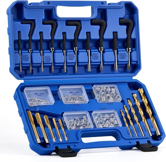 Motor Tech Schroefdraad Reparatie Set 172-delig, Metrische Schroefdraadvervanging M5 M6 M8 M10 M12, Draadreparatieset met HSS Boren en Draadbussen voor Auto