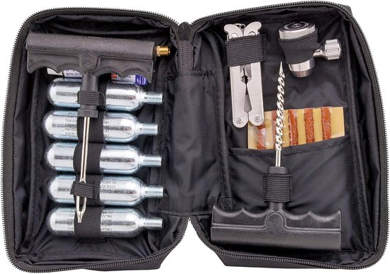 Motorbanden Reparatiekit - Scooter ATV Set - Pechonderhoud Onderweg - CO2 Aangedreven - 19 x 13 x 6 cm - Zwart van Merkloos