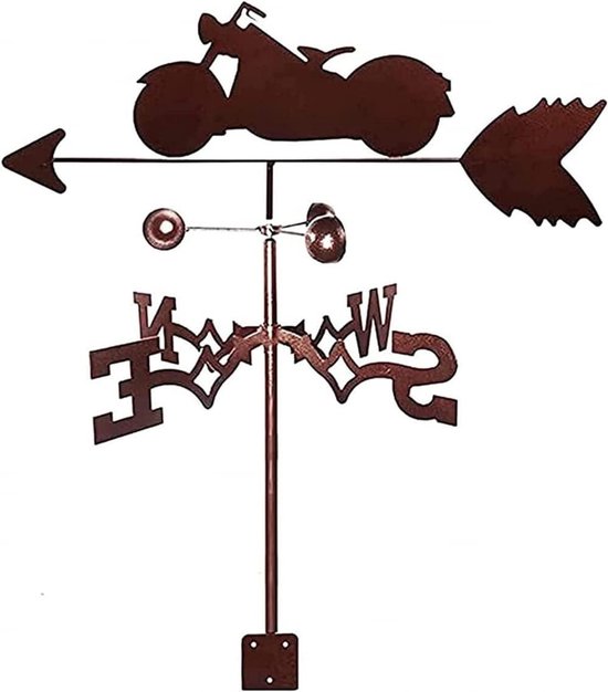 Motorfiets Windwijzer - Weer Indicator - Tuin Decoratie - Roestvrij Staal - 35 x 50 cm - Metaal van Merkloos