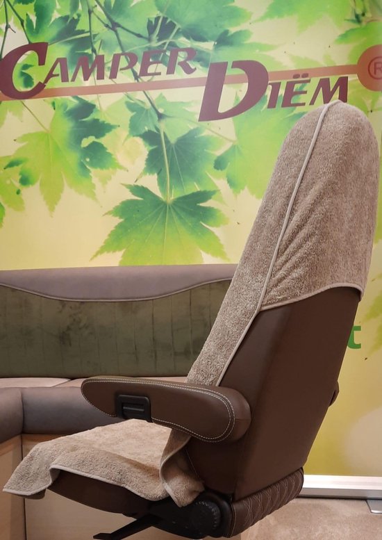 Motorhome, Camper Van en Bestelwagen 'The Cape' Beige Zware kwaliteit Badstof Universeel model voor cabinezetels met geïntegreerde gordel van Travelchair