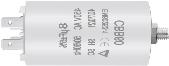 Motorstartcondensator 8μF 450V CBB60 voor elektrische motoren en zwembadpompen, ideaal voor 50/60 Hz toepassingen, betrouwbare capaciteiten en plug-in ontwerp van Merkloos