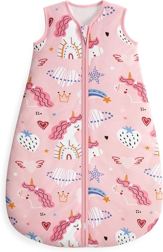 Mouwloze Sandwich-katoenen slaapzak 2.5 voor kinderen in roze eenhoorn ontwerp - Comfortabel en ademend