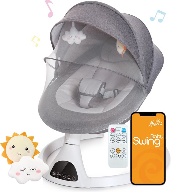 Moxica Wipstoel Elektrisch - Babyschommel - Schommelstoel - Baby Swing - Wipstoeltjes van Moxica