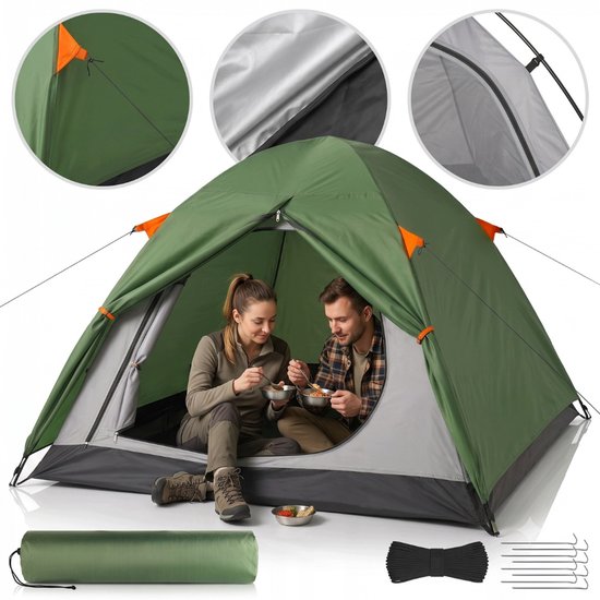 MOZY® - 2-Persoons Kampeertent - 150 x 205 x 120 cm - Muskietennet - met Draagtas - Waterbestendig - Kamperen - Camping - Tent