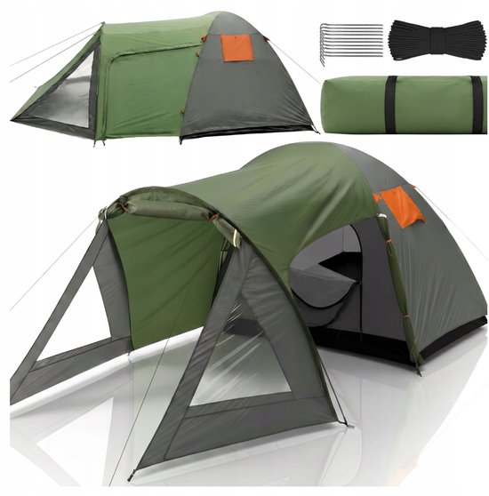 MOZY® - 4-Persoons Kampeertent - 440 x 250 x 150 cm - met 2 Slaapkamers - Muskietennet - Waterbestendig - Kamperen - Camping
