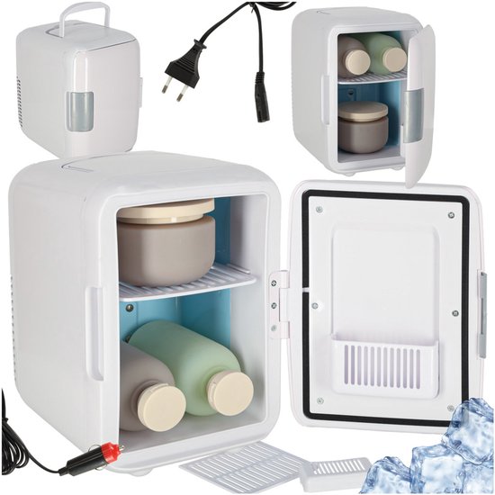 MOZY® - Draagbare Koelkast - 4 Liter - Wit - voor Koelen en Verwarmen - Draagbeugel - Energiezuinig - Autokoelkast - Reiskoelkast - Medicijnkoelkast van Merkloos