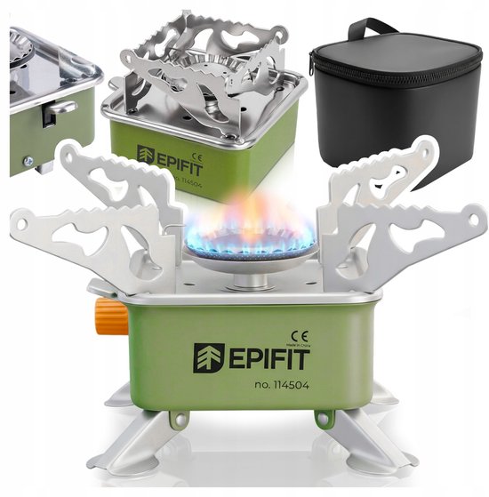 MOZY® - Kampeer Gaspit - In Hoes - Groen - Inklapbaar - Draagbaar Kooktoestel - Camping Kooktoestel - Gasbrander - Gasfornuis - Kamperen van Merkloos