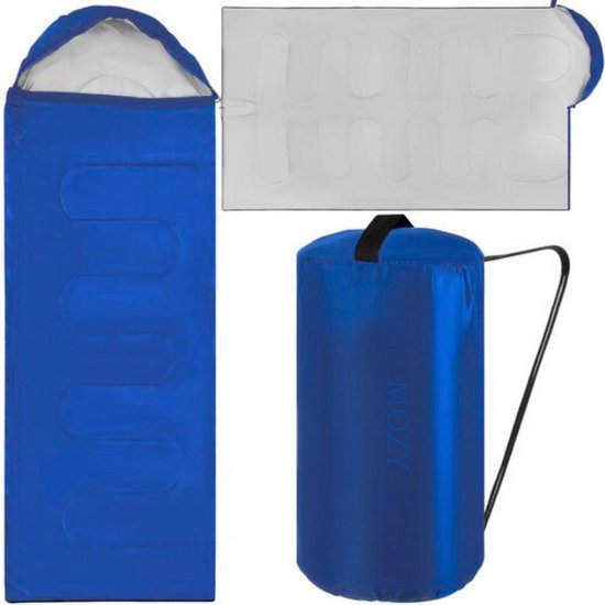 MOZY - Survival Slaapzak - Blauw - met Capuchon - 200x75 cm - Winddicht - Compact - Extra Warm - Waterdicht - Outdoor - Survival - Slaapzak - Kamperen - Camping - Hiken - Backpacken - Nood Slaapzak - Mummy Slaapzak - Mummyslaapzak van MOZY