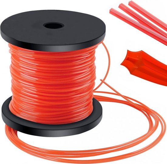 MOZY® - Trimmerdraad - Ster - Oranje - 2.4 mm - 100 meter - Extra Stevig - Bosmaaierdraad - Trimdraad - Kantenmaaier - Maaidraad - Grastrimmerdraad - Snijdraad van MOZY