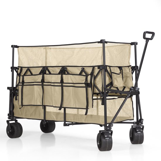 Mr. Fold Bolderkar XXL - opvouwbaar - 600L - 300KG - Beige - all-terrain wielen van Merkloos