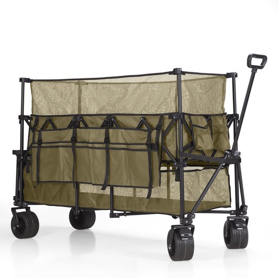 Mr. Fold Bolderkar XXL - opvouwbaar - 600L - 300KG - Groen - all-terrain wielen van Merkloos