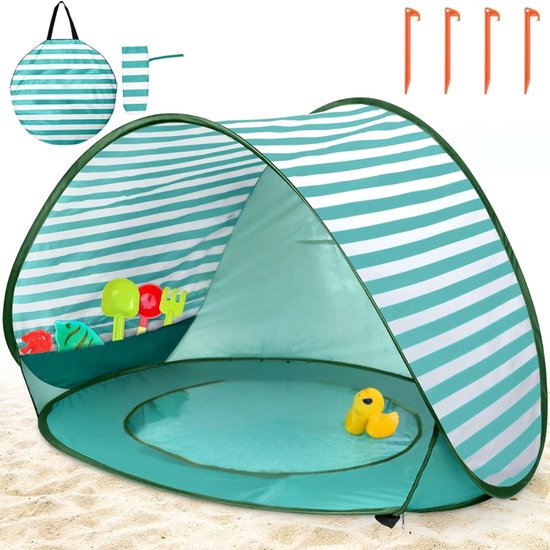 MRKK® Strandtent UV Bescherming - Strandtent Baby Pop Up - Strandtentje Extra Licht - Strandschelp - Strand Tent –Groen van Mrkk
