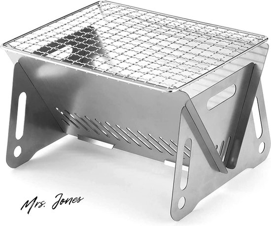 Mrs. Jones Camping Mini BBQ Grill Draagbare Houtskool Barbecue Grill Rvs Fire Pit Houtkachel Hiking Outdoor Cooking . van Merkloos