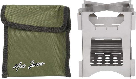 Mrs. Jones draagbare roestvrijstalen opvouwbare houtkachel- mini fornuis voor outdoor kamperen reizen- wandelen picknick . van Merkloos