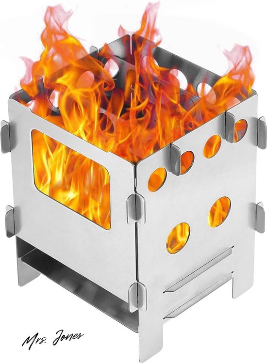 Mrs. Jones Titanium campingkooktoestel houtkachel draagbare opvouwbare hobo-fornuis voor outdoor-activiteiten koken wandelen picknick . van Merkloos