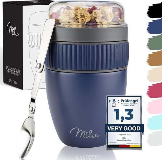 Muesli beker to go, geïsoleerde yoghurt beker voor muesli, lekvrije beker met lepel voor yoghurt van Mepal