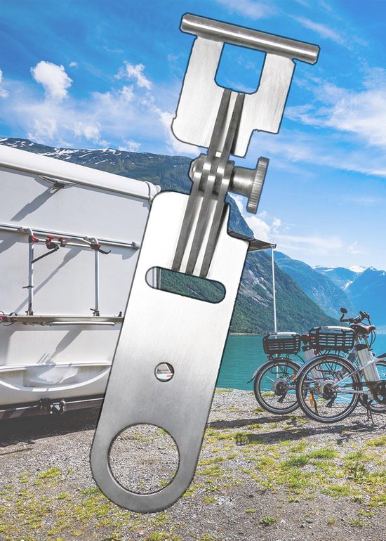 MUFU Ophanghaken Voor Aan de Luifel Van Camper, Caravan en Camperbus - RVS - Zilvergrijs - 2 Haken van MUFU