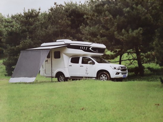MUFU Privacy zonnescherm voor cassette luifels van Thule, Omnistor en Fiamma van campers, 3 meter breed en 2,20 meter hoog, zwart mesh, perfecte sunblocker, bij extreem warm weer en hittegolf is dit zonnescherm een verademing, en met 2 jaar garantie! van MUFU