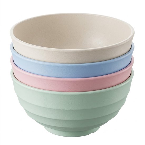 Multicolor camping servies kommen set dames en heren 4 delige PP ontbijtkommen set lichtgewicht onbreekbare soepkommen voor kamperen picknick reizen en dagelijks gebruik