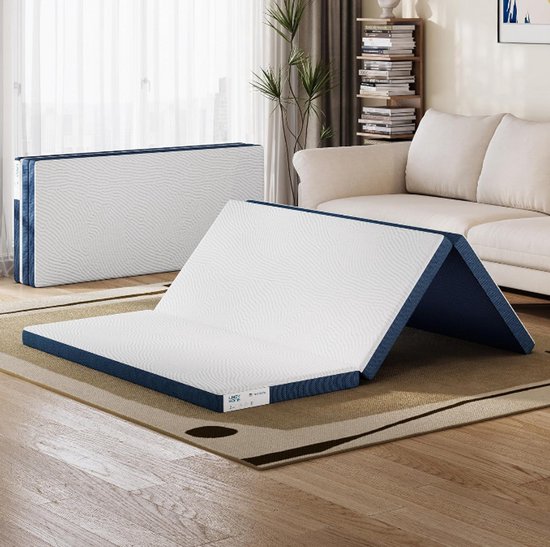 Multifunctioneel Opvouwbaar Matras – Campingmatras – Logeerbed – Slaapmat – Vluchtmatras – 160 x 200 cm – Luxe Tencel Stoffering – Waterdichte Fluwelen Hoes van Merkloos