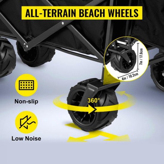 Multifunctionele Bolderwagen – Opvouwbare Wagen – Transportkar – Strandwagen – Tuinwagen – 600D Oxford Materiaal – Grote All-Terrain Wielen van Merkloos