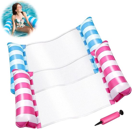 Multifunctionele drijvende hangmat voor zwembad - Opblaasbare matras - Lichte drijvende stoel - Waterhangmatten - 2 stuks - A-oranje - Roze Waterhangmat van AquaFun