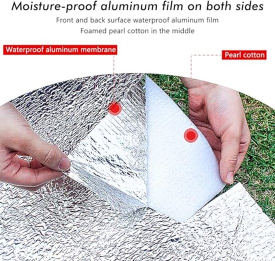 Multifunctionele isolatiemat - 200 x 150 cm, lichtgewicht, opvouwbaar en warmte-isolerend voor camping en outdoor activiteiten