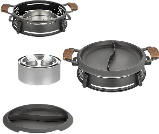 Multifunctionele Koekenpan - Bakplaat met handgrepen - Buiten koken - Gesplitst ontwerp - 30 cm - Grijs