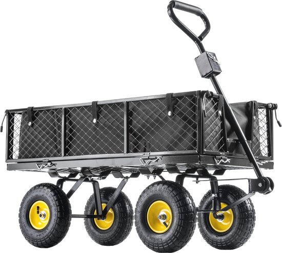 Multifunctionele Nettuinwagen met Afneembaar Zeil - Draagvermogen 300 kg, Staal, Antislip Handkar voor Transport van Work-It