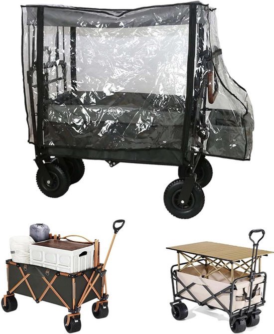 Multifunctionele regenbescherming voor bolderkar, transparant, 110 x 91 x 74 cm. van Merkloos
