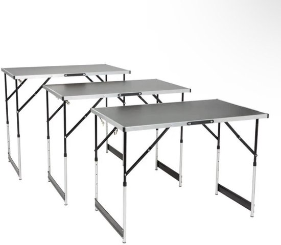 Multifunctionele tafelset – 3-delig | Verstelbaar in 4 hoogtes (100 x 60 x 70/80/87/94 cm) van Merkloos