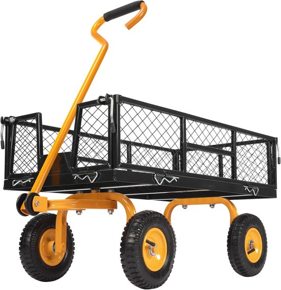 Multifunctionele Tuinwagen tot 250 kg met 8 Inch Luchtbanden en Draaibare Handgreep van Kinzo