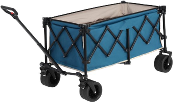 Multifunctionele Wagentje 109×53×83cm Vouwbare Wagentje Blauw Staal All Terrein Wielen Verstelbare Handgreep Heavy Duty Tuinwagen Voor Winkelen Sport Vissen van Merkloos
