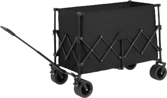 Multifunctionele Wagentje 109×53×83cm Vouwbare Wagentje Zwart Staal All Terrein Wielen Verstelbare Handgreep Heavy Duty Tuinwagen Voor Winkelen Sport Vissen van Merkloos