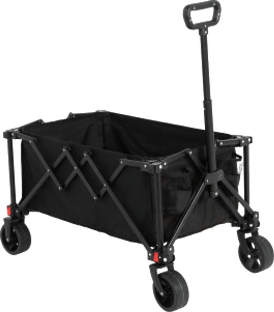 Multifunctionele Wagentje 77×48×45cm Vouwbare Wagentje Zwart Staal All Terrein Wielen Verstelbare Handgreep Heavy Duty Tuinwagen Voor Winkelen Sport Vissen van Merkloos
