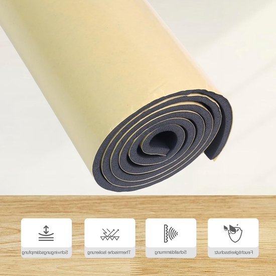 Multifunctionele zelfklevende neopreen isolatiemaat van 300 mm x 12 mm x 1,5 m voor geluidsisolatie, schokabsorptie en antislip toepassingen
