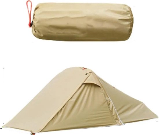 Multis Tunneltent - Koepeltent - Waterdicht en Winddicht - Snelle Installatie - Geschikt voor 2 Personen - Inclusief Draagtas - Beige van Merkloos