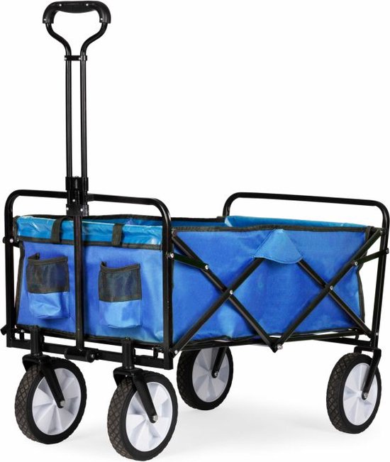 Multistore Bolderkar opvouwbaar 100L en 80kg draagkracht - strandkar - bolderwagen - 360º voorwielen - blauw van Multis