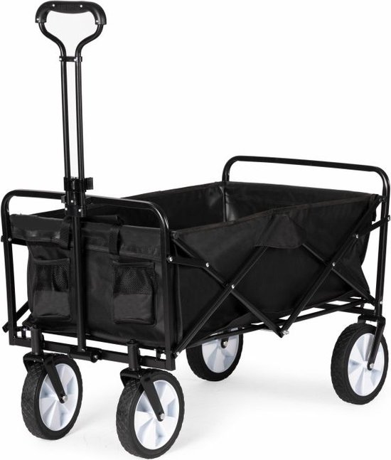 Multistore Bolderkar opvouwbaar 100L en 80kg draagkracht - strandkar - bolderwagen - 360º voorwielen - zwart van Multistore