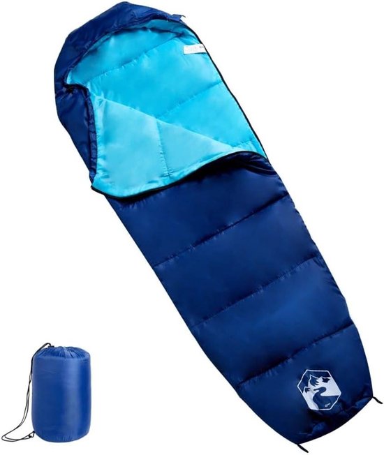 Mummie Slaapzak - Kampeerzak - Buiten kamperen - Waterbestendig ontwerp - 3 seizoenen - Navy en blauw